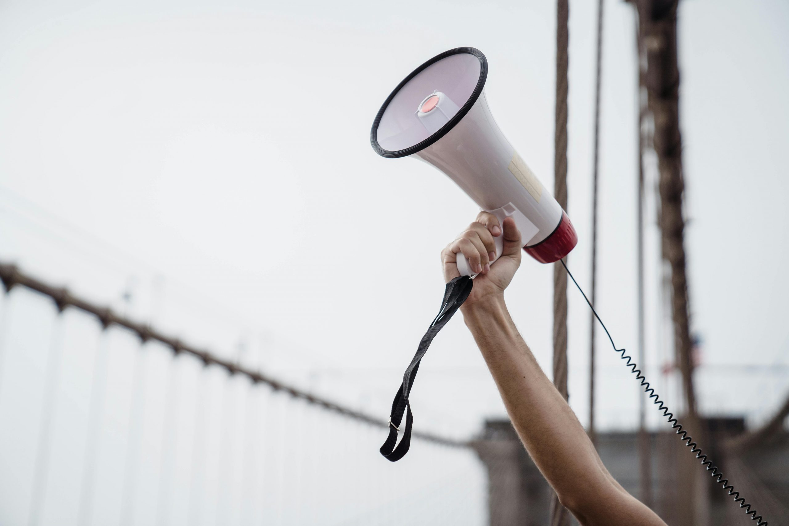 bullhorn poised in the air